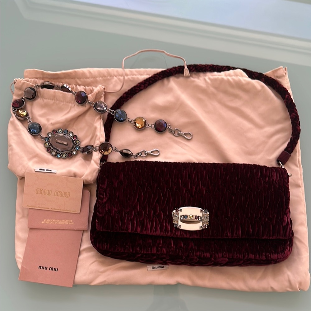 Miu Miu Burgundy Velvet Women's Bag
